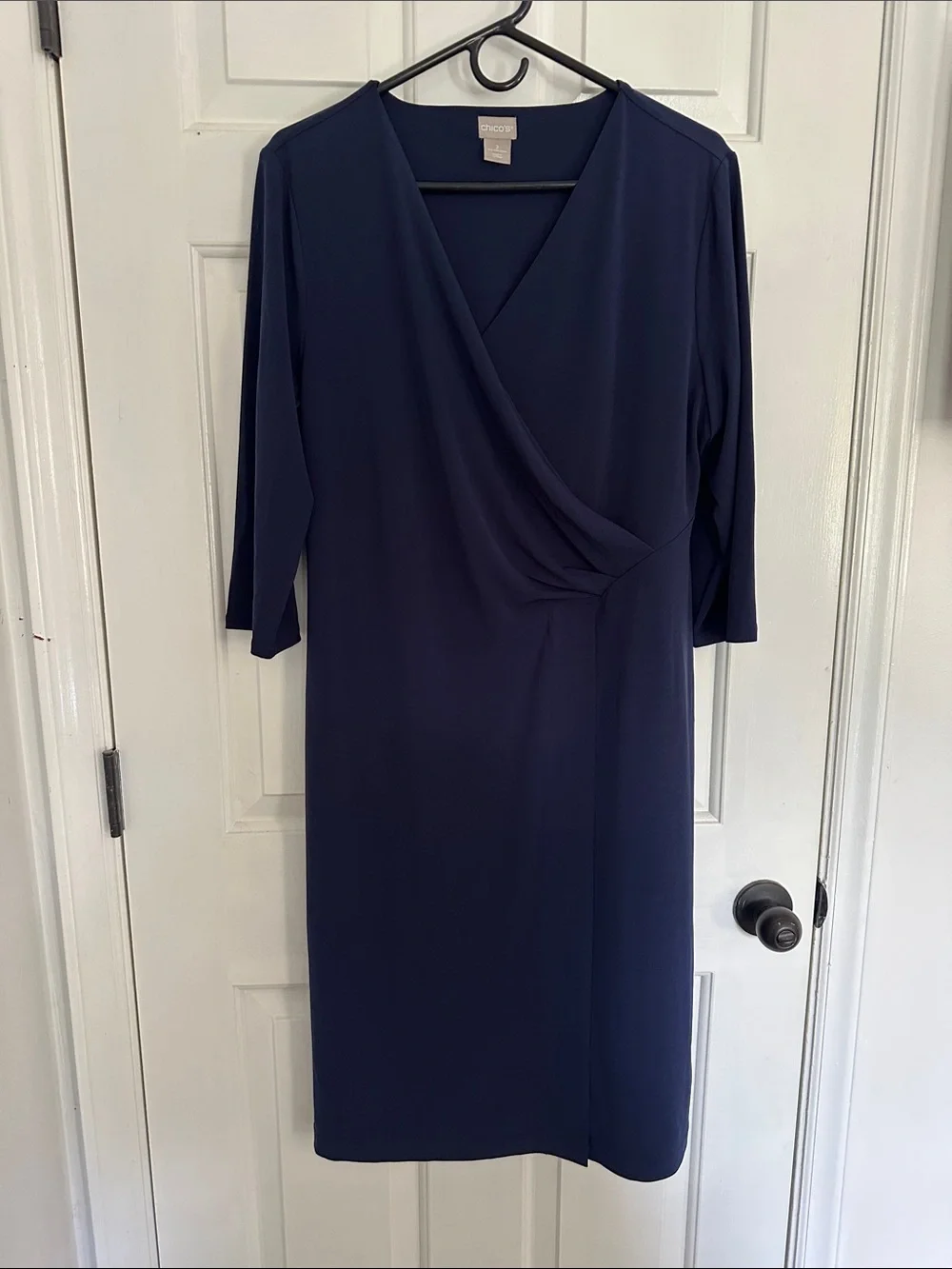 Chico’s Navy Faux-Wrap Dress - Picture 1 of 3
